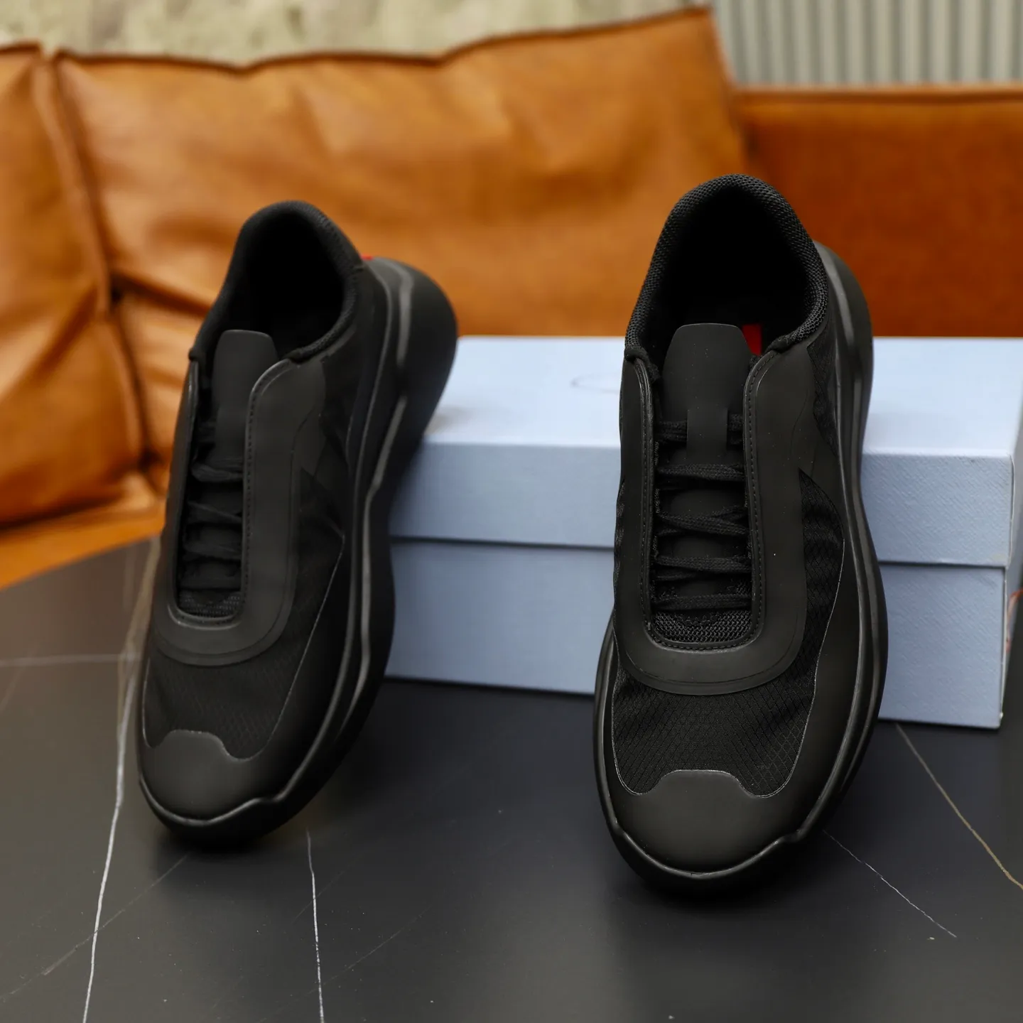 Men's Shoes 💰760💰 PRADA America's Cup Recycled Nylon and Bike Fabric Sneakers Practical and innovative, these regenerated nylon sneakers are modern, with lightweight soles and minimalist details. The upper is decorated with temperature-locking adhesive tape, screen-printed ADA logo, nylon loop shoelaces, T sole, made of ultra-light foam rubber filling material, rubber pattern texture, sole height: 40 mm, removable fabric-covered insole, Size 39-44